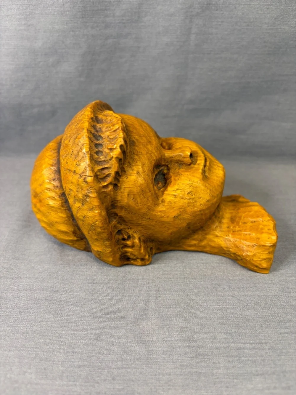 Hand Carved Wooden Bust Boy Child Folk Art Alt Waltersdorf Michigan Vintage